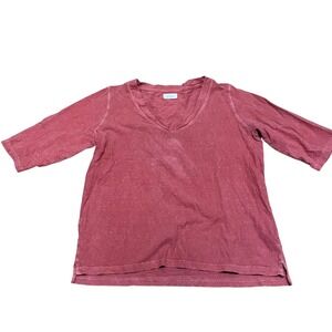Poetry Women's Sm/Md Hemp Organic Cotton V-Neck T-Shirt Terracotta Red UP35